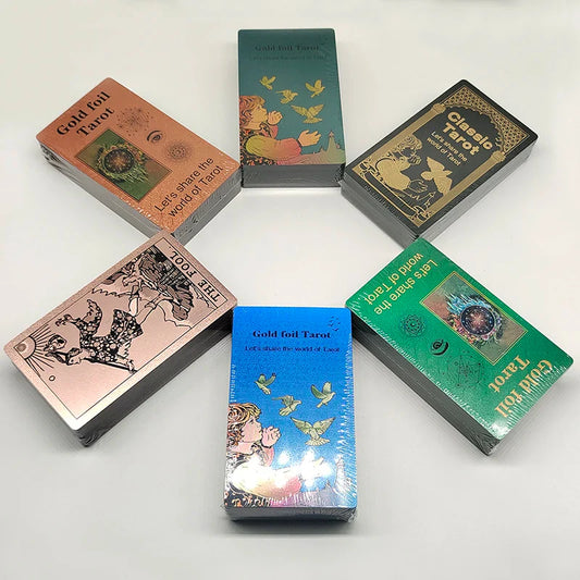 New Version Plastic Tarot Rider Waite Waterproof Gold Foil Tarot Deck With Nice PVC Package Prediction Cards Game
