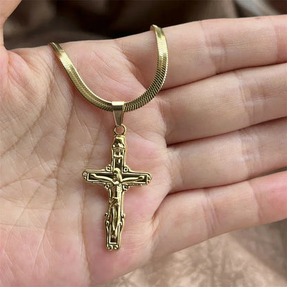 Christian Cross Necklace for Men Women | Stainless Steel Religious Pendant Jewelry