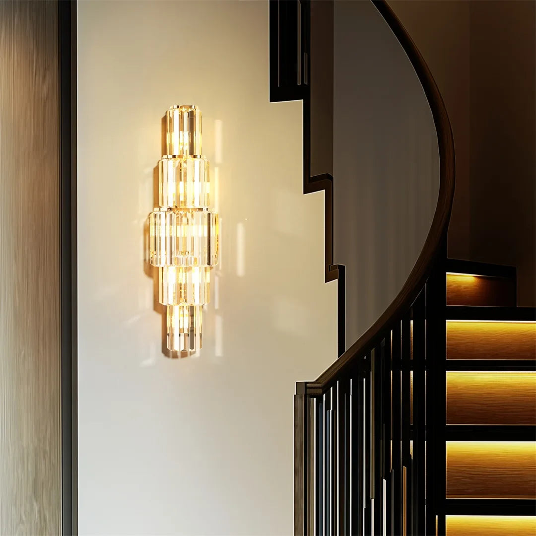 LUVODI Modern Crystal Wall Lamp 3-Layer Sconce E14 LED Corn Light Indoor Decor