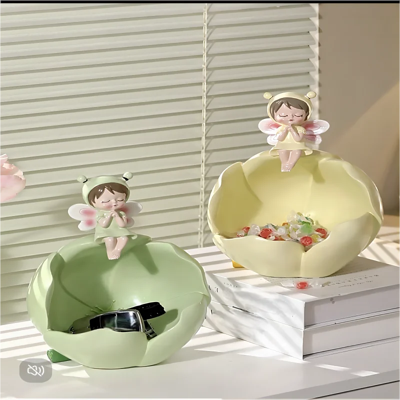 Ornements en résine de fée des fleurs, design amusant et mignon, peuvent être utilisés pour ranger des clés, peuvent également être utilisés pour placer des bonbons