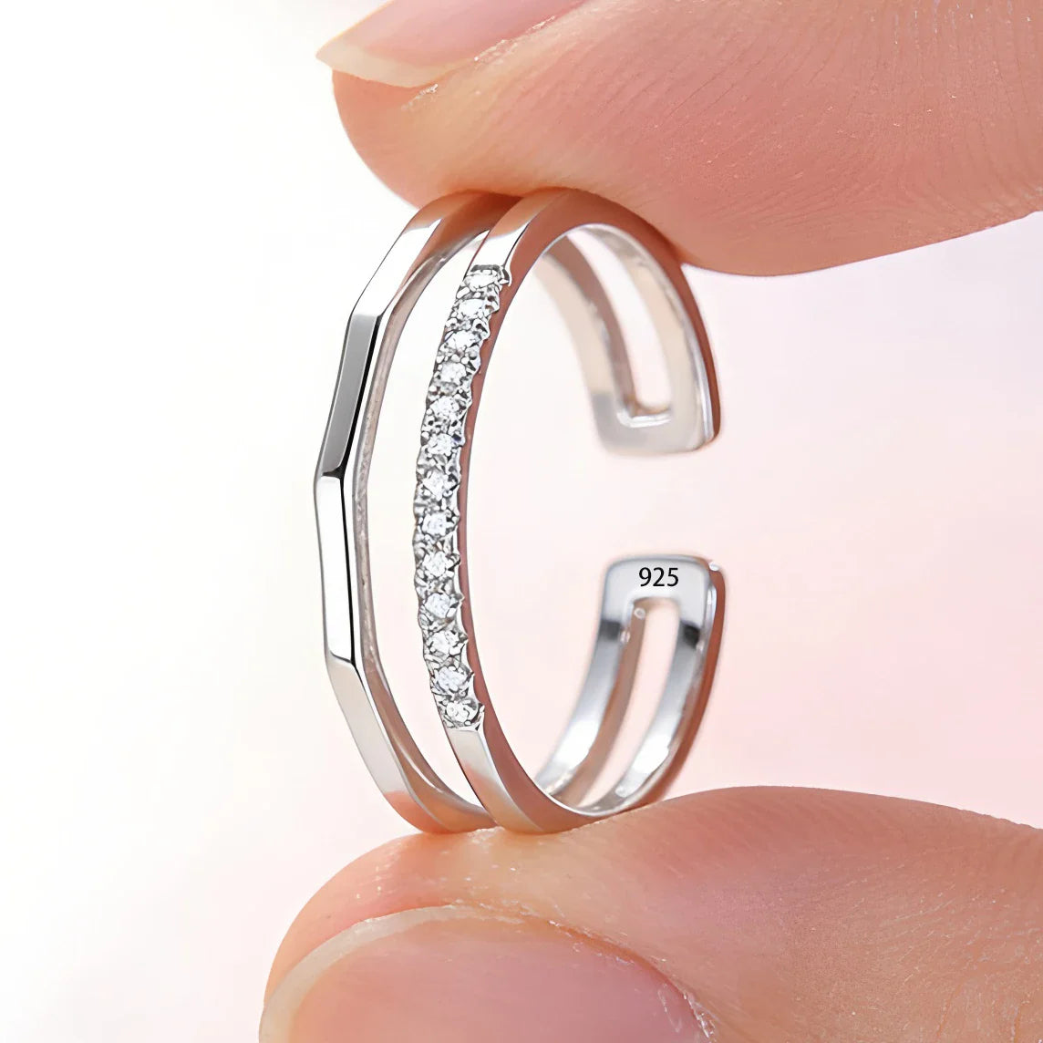 VENTFILLE 925 Sterling Silver Flower Lace Ring | Korean Fashion Adjustable CZ Ring