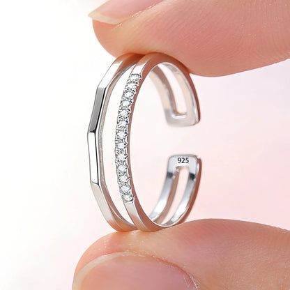 VENTFILLE 925 Sterling Silver Flower Lace Ring | Korean Fashion Adjustable CZ Ring