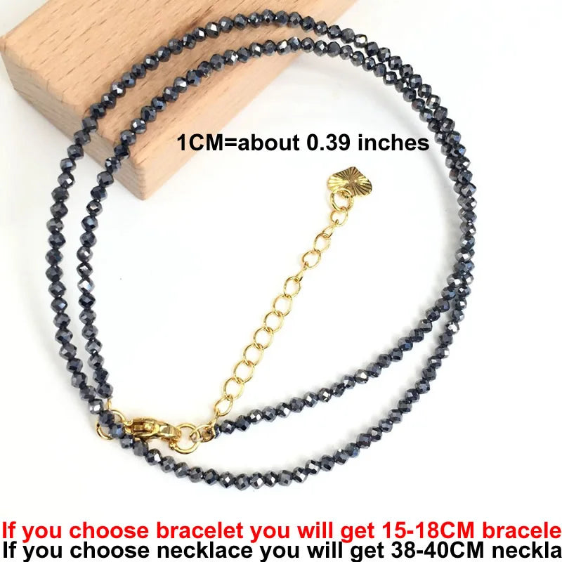Faceted Gemstone Beaded Necklace and Bracelet Set | Natural Crystal Choker Jewelry for Men and Women