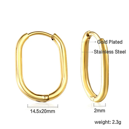Stainless Steel Hoop Earrings for Women | Hypoallergenic Round Hinged Hoops - 12/14/16mm