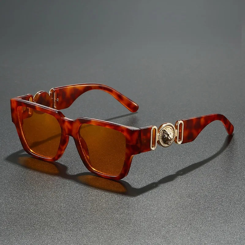 Square Leopard Print Sunglasses | UV400 Protection Travel Sunglasses