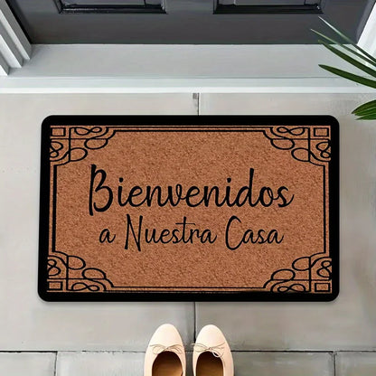 Felpudo de entrada suave y absorbente VIKAMA "Bienvenidos" en español. Decoración para el hogar, baño, patio exterior, alfombra antideslizante