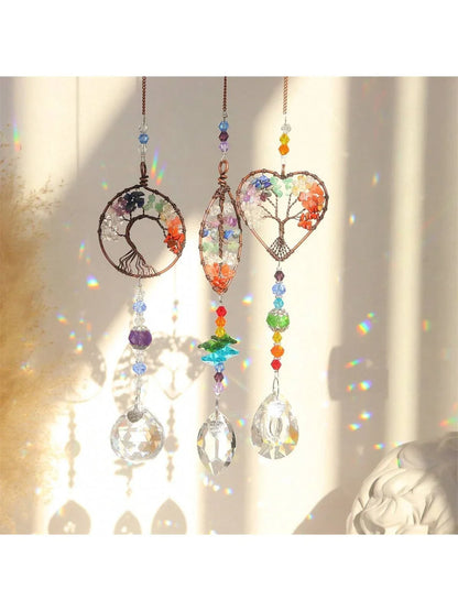 Attrape-soleil en cristal Arbre de Vie pour fenêtres, décorations à suspendre avec prismes pour la maison, l'intérieur, l'extérieur, la voiture, créant des arcs-en-ciel