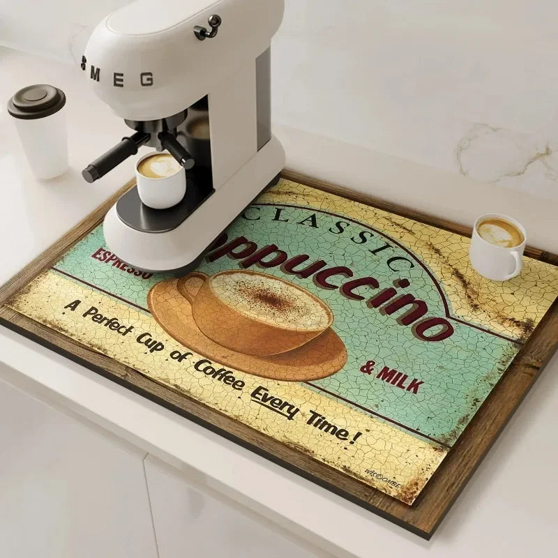 Tapis absorbant pour machine à café VIKAMA, absorbant l'eau et l'huile, égouttoir à vaisselle de cuisine, tapis absorbant à séchage rapide, tapis de vaisselle, décoration d'intérieur