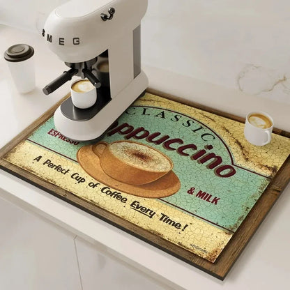 Tapis absorbant pour machine à café VIKAMA, absorbant l'eau et l'huile, égouttoir à vaisselle de cuisine, tapis absorbant à séchage rapide, tapis de vaisselle, décoration d'intérieur