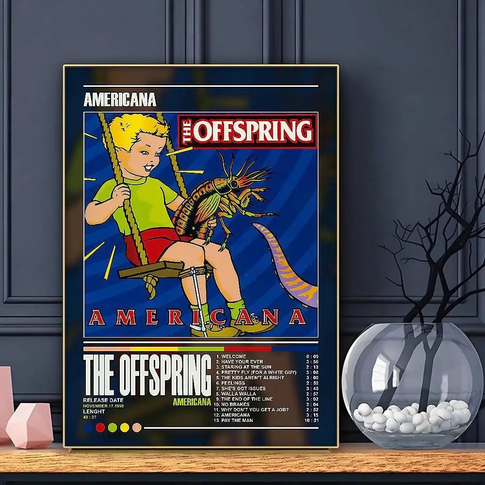 Affiche de musique rock du groupe The OffspringS, impression d'art mural HD adhésive, imperméable, pour salon, chambre à coucher, bar, décoration esthétique.