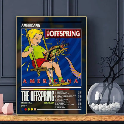 Affiche de musique rock du groupe The OffspringS, impression d'art mural HD adhésive, imperméable, pour salon, chambre à coucher, bar, décoration esthétique.