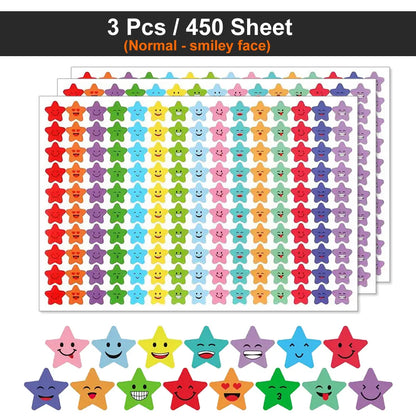 Happy Face Star Sticker Pack | Reward Stickers for Kids, DIY Craft Decorations