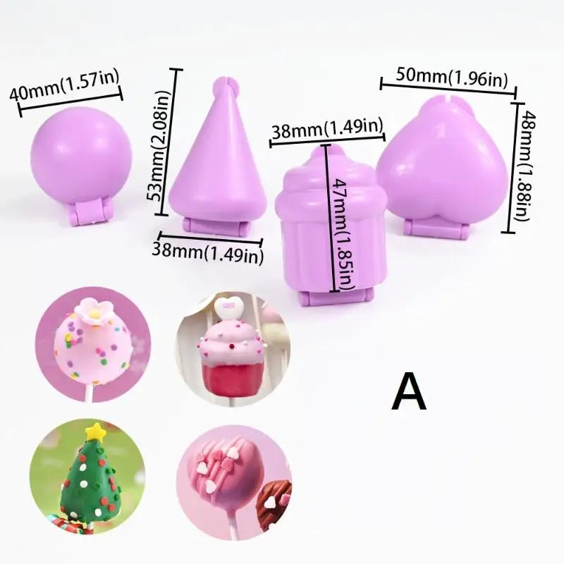 4pcs/set Lollipop Mold Set for Cake Pops and Candy Making | Round Heart Cone Cupcake Shapes