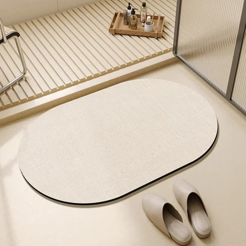 VIKAMA Tapis de bain en terre de diatomées, style simple, pour salle de bain, tapis absorbant, tapis de sol, séchage rapide, facile d'entretien