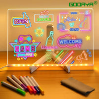 LED Kids Message Board – Colorful DIY Acrylic Drawing Board with 7 Pens Gift