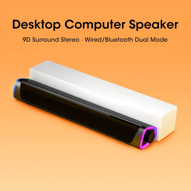 4D Computer Bluetooth Speaker Bar – Stereo Sound Subwoofer for PC, Laptop & Mac