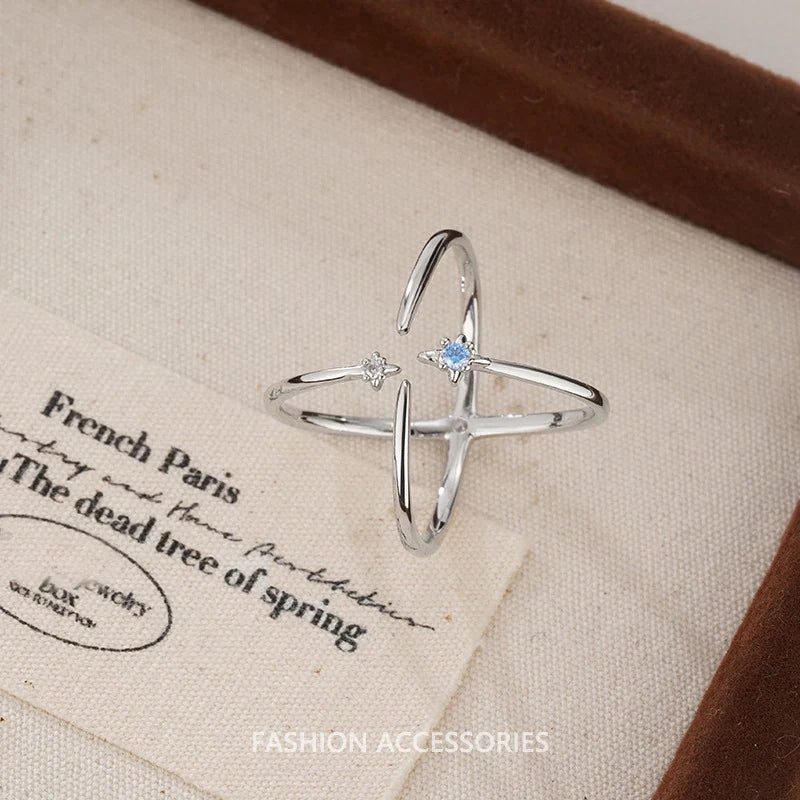VENTFILLE 925 Sterling Silver Flower Lace Ring | Korean Fashion Adjustable CZ Ring