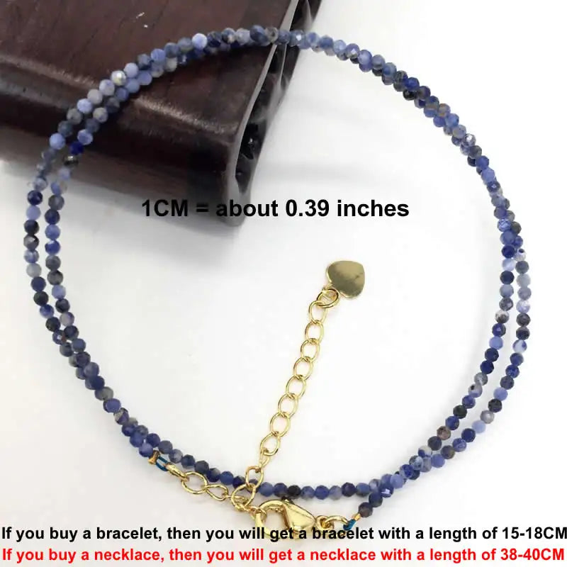 Faceted Gemstone Beaded Necklace and Bracelet Set | Natural Crystal Choker Jewelry for Men and Women