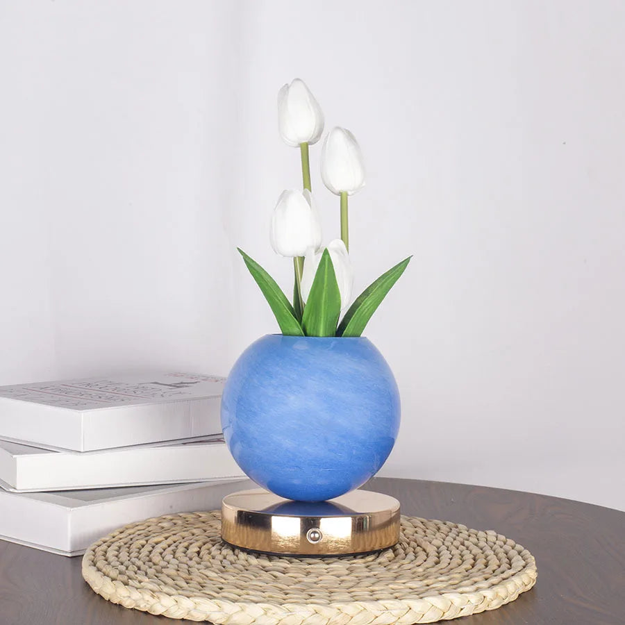 Tulip LED Night Light USB Rechargeable Desk Table Lamp for Bedroom & Holiday Decor