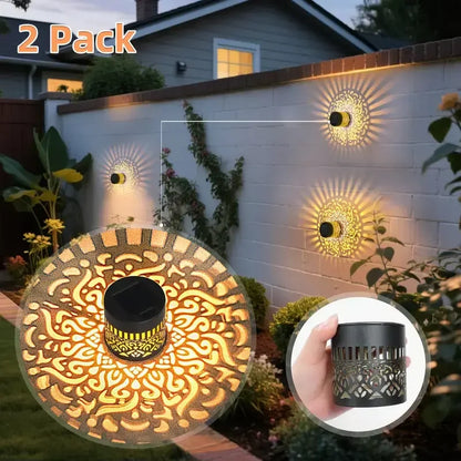 Solar Wall Light Hollow Outdoor LED Lamp Front Door Courtyard Holiday Decor