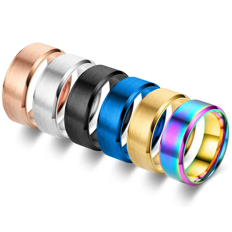 Classic 8mm Tungsten Surface Brushed Stainless Steel Ring