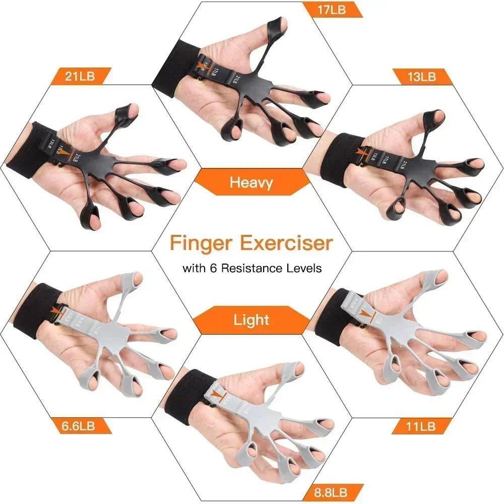 Fortalecedor de Dedos de 6 Niveles | Entrenador de Agarre Manual de Silicona para Guitarra y Deportes