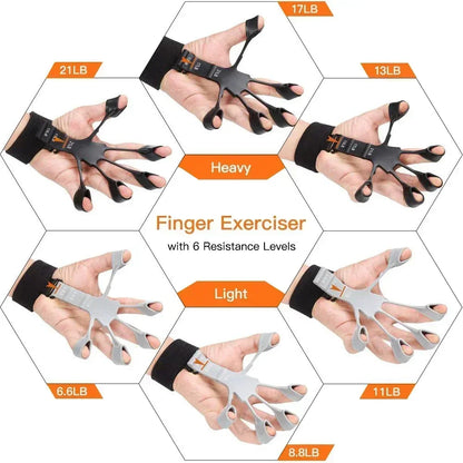 Fortalecedor de Dedos de 6 Niveles | Entrenador de Agarre Manual de Silicona para Guitarra y Deportes