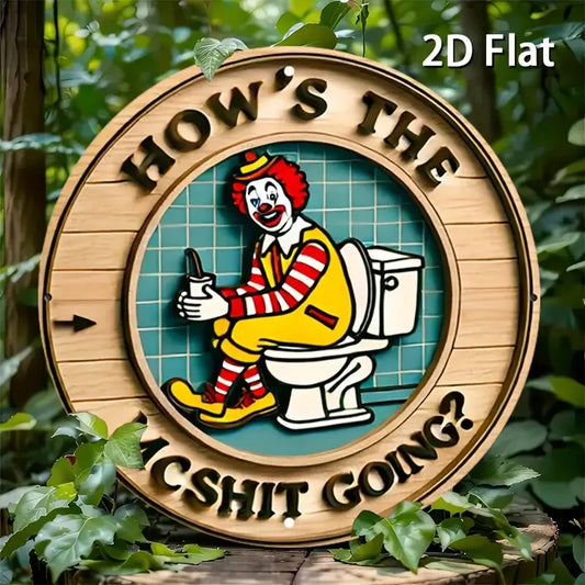 [Vintage Clown] 1pc Vintage Clown Aluminum Wall Art Sign | 2D Flat | Aluminum | Humorous Decor, Durable | Home, Garage