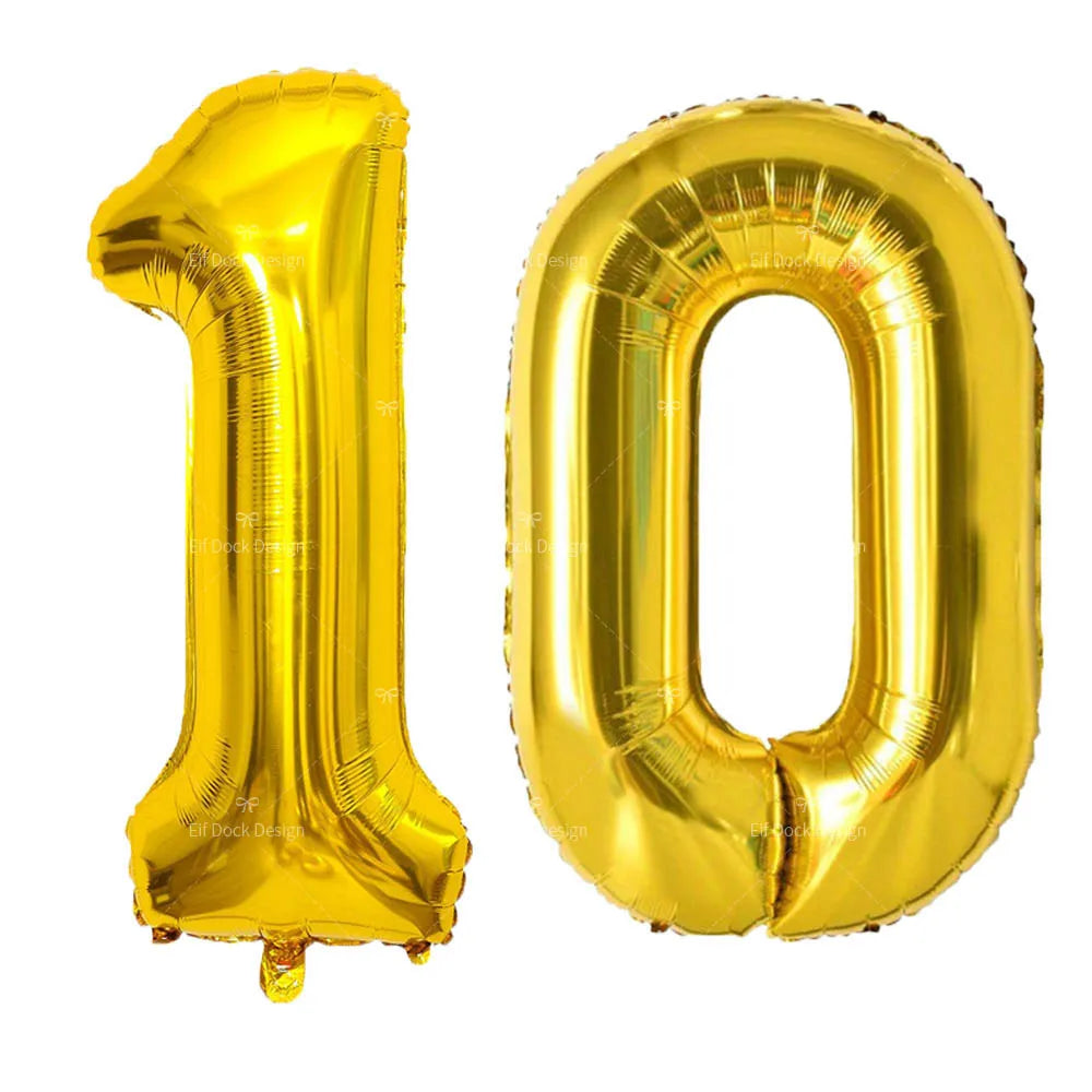 Gold Number Balloons for Milestone Birthdays | Large 40 Inch Foil Set