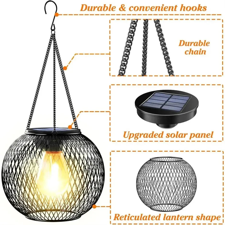 Ortiny Solar Lantern Outdoor – Waterproof Hanging Decorative Lights for Garden