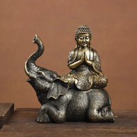 Statue Bouddha Éléphant Thaïlande Bouddha Résine Figurines Bouddhisme Fengshui Hindou Bouddha Assis Figurine Décoration Maison Salon Cadeau