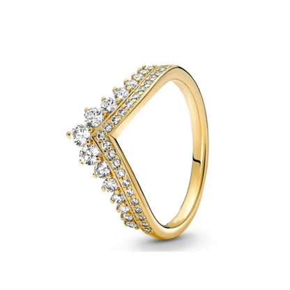 Gold Sun Heart Bow Ring | 925 Sterling Silver Zircon Ring for Women