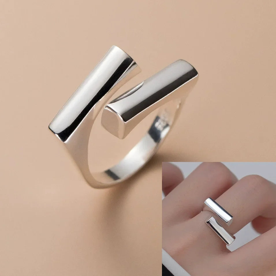 VENTFILLE 925 Sterling Silver Irregular Ring | Geometric Minimalist Jewelry for Women