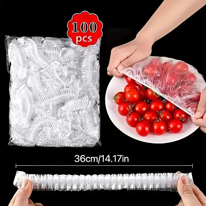 Lot de 100 Couvre-Plats Élastiques Transparents Réutilisables – Couvercles Extensibles en Plastique pour Bols et Assiettes – Hermétiques – Sans Odeur – L'Alternative Parfaite