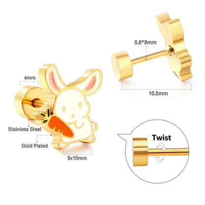 Cute Acrylic Animal Stud Earrings | Surgical Steel Hypoallergenic Earrings for Women and Girls