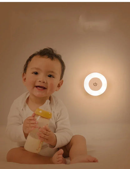 Round Touch Sensor LED Night Light | USB Rechargeable Magnetic Wall Lamp