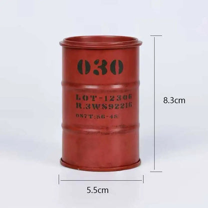 Iron Mini Oil Drum Model Chemistry Oil Drum Model Car Model Desktop Decoration Storage Box War Games Scene Model for Xmas Gifts