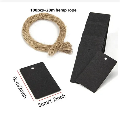 100pcs Kraft Tags with 20m Jute Twine | Handmade Gift Tag Set