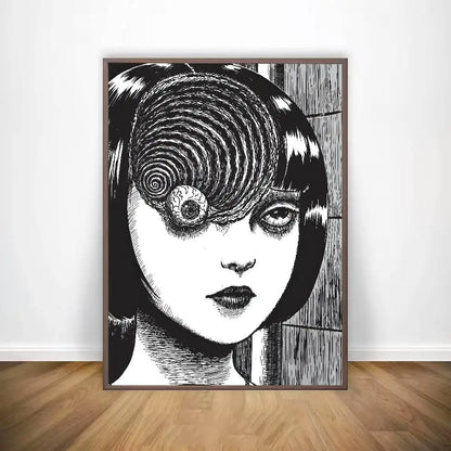 Black And White Ito Junji Tomie Poster HD Art Sticky Wall Waterproof Home Living Room Bar Decoration