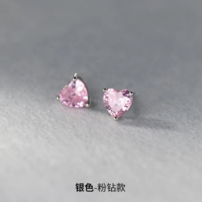 925 Sterling Silver Heart Zircon Stud Earrings | Luxury Jewelry for Women