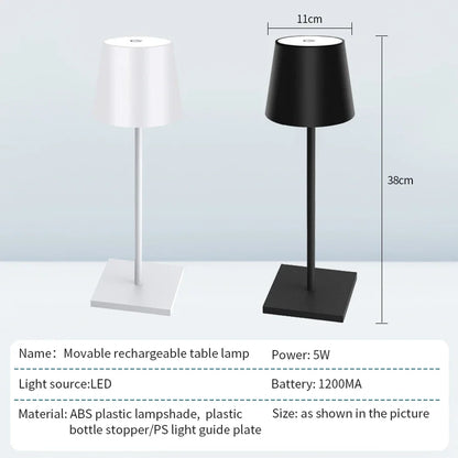 LED Table Lamp | 3 Level Dimmable Wireless Touch Desk Light USB Rechargeable Lamp