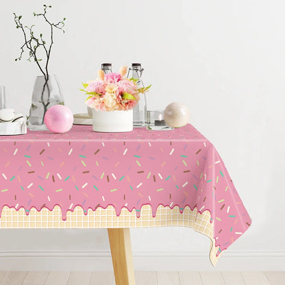 Nappe jetable beignet rose Housse de table beignet Filles 1er anniversaire Décoration Fête d'anniversaire enfants Fournitures de mariage Baby Shower