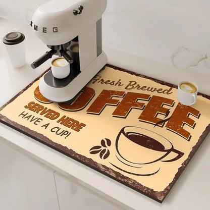 Tapis absorbant pour machine à café VIKAMA, absorbant l'eau et l'huile, égouttoir à vaisselle de cuisine, tapis absorbant à séchage rapide, tapis de vaisselle, décoration d'intérieur