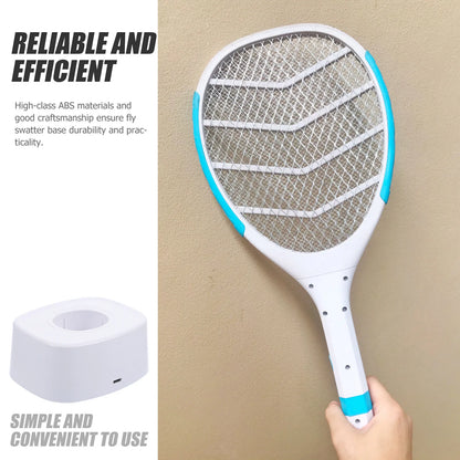Compact Electric Mosquito Swatter Charging Base | White Storage and Pest Control