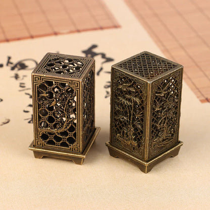 Square Vertical Incense Burner | Small Xiangyun Alloy Holder for Indoor Aromatherapy