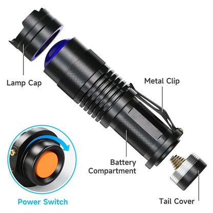 UV LED Flashlight 395nm | Portable Blacklight Detector for Pet Urine, Scorpions & More