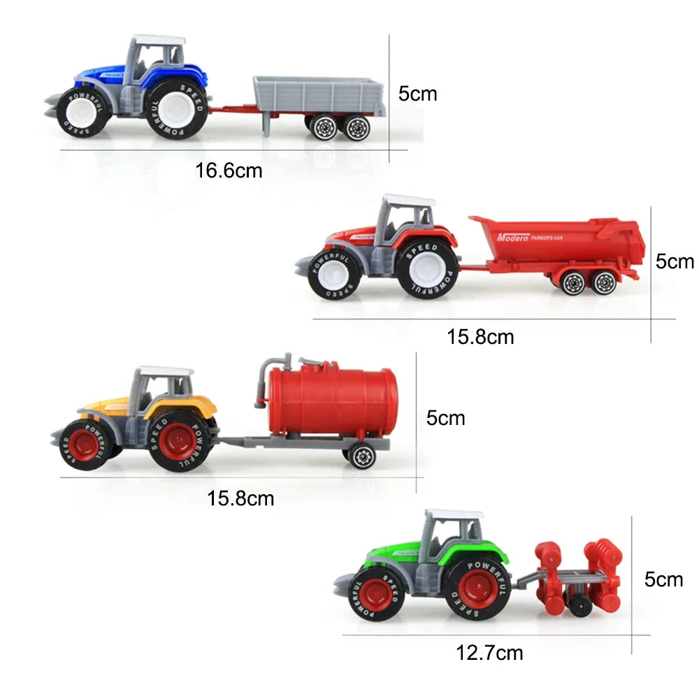 1pc Véhicule de ferme moulé sous pression Tracteur Voiture d'ingénierie Tracteur Jouets Modèle Mini Voiture Modèle de voiture d'ingénierie pour Enfants Cadeau de Noël