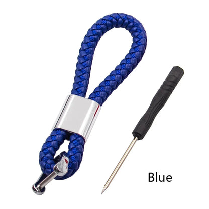 Handwoven Leather Car Keychain | Retro Horseshoe Buckle Key Ring