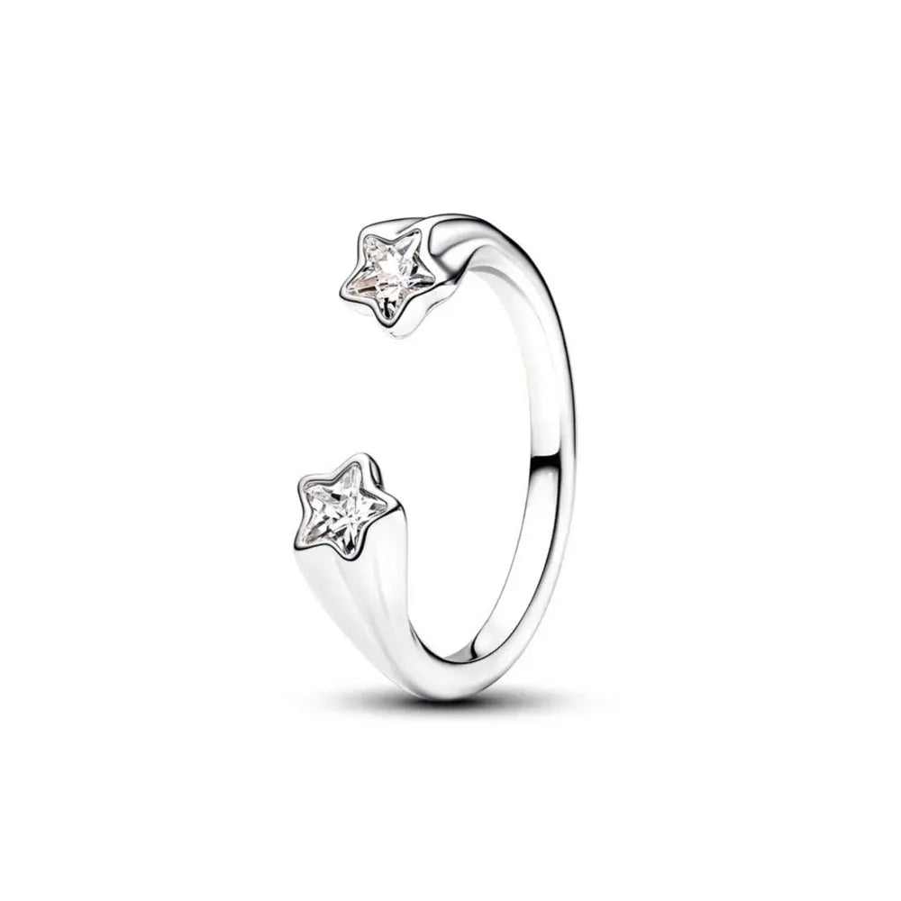 Sterling Silver Zircon Ring Set | Butterfly Snowflake Rose Design