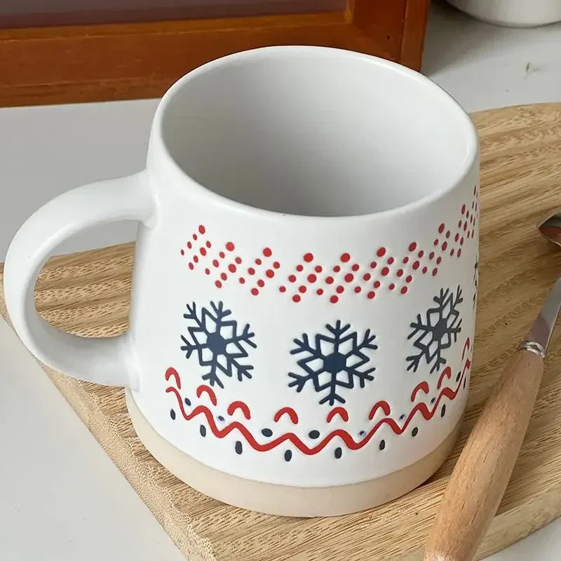 Vintage Christmas Ceramic Mug Set | Holiday Gift for Couples